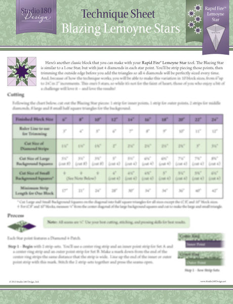 Blazing Lemoyne Stars Technique Sheet