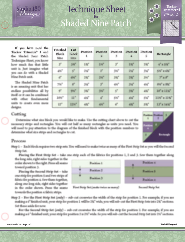 Patch Code Sheets Printable Shaded Nine Patch Technique Sheet - Deb Tucker's Studio 180 Design