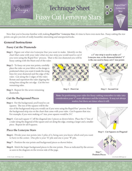 Fussy Cut Lemoyne Stars Technique Sheet